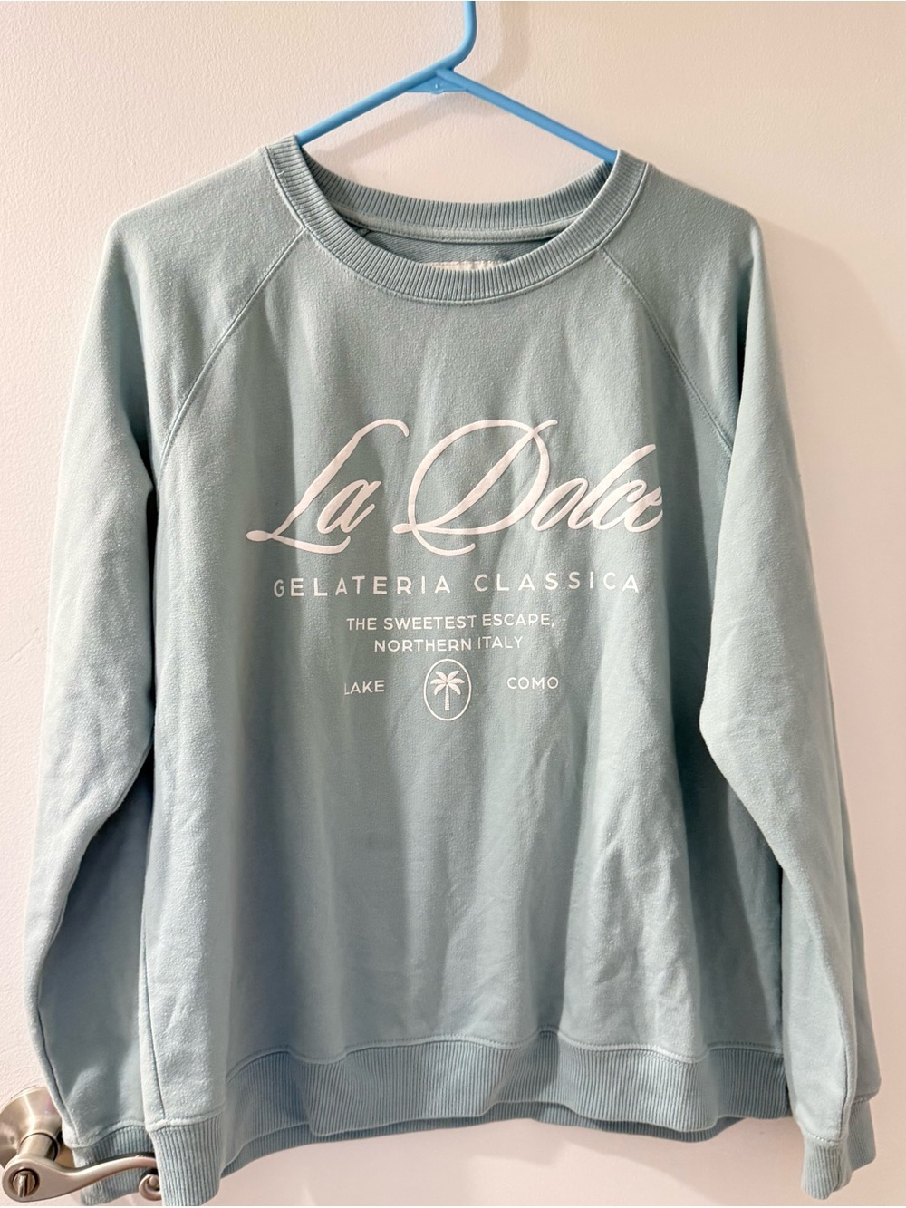 Wallflower Light Blue 'La Dolce' Graphic Crewneck Sweatshirt